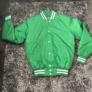 Kelly green/white baseball style quilt lined jacket